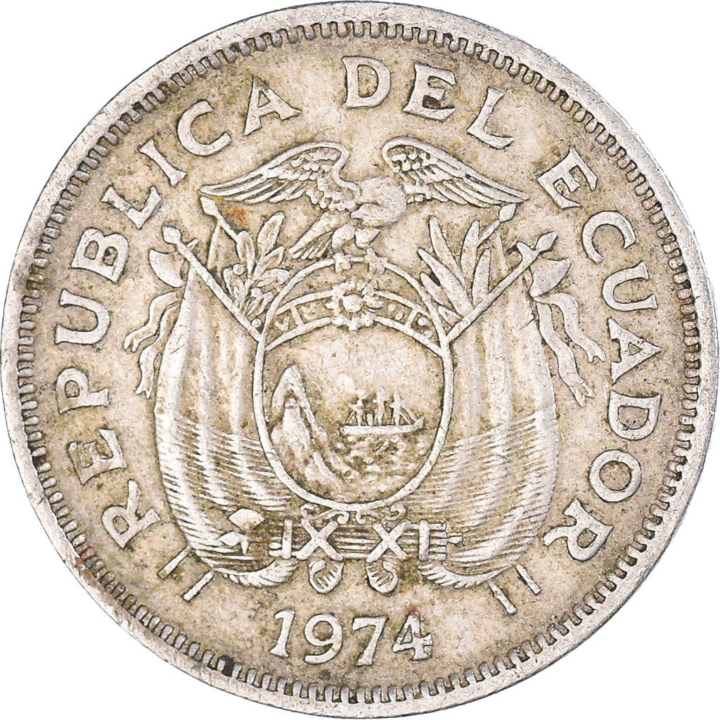 Ecuador | 20 Centavos Coin | Copper-nickel | Coat of Arms | KM:77.2 | 1974