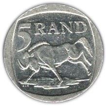 South Africa | 5 Rand Coin | Animals | Wildebeest | Gnu | Km:274 | 2002
