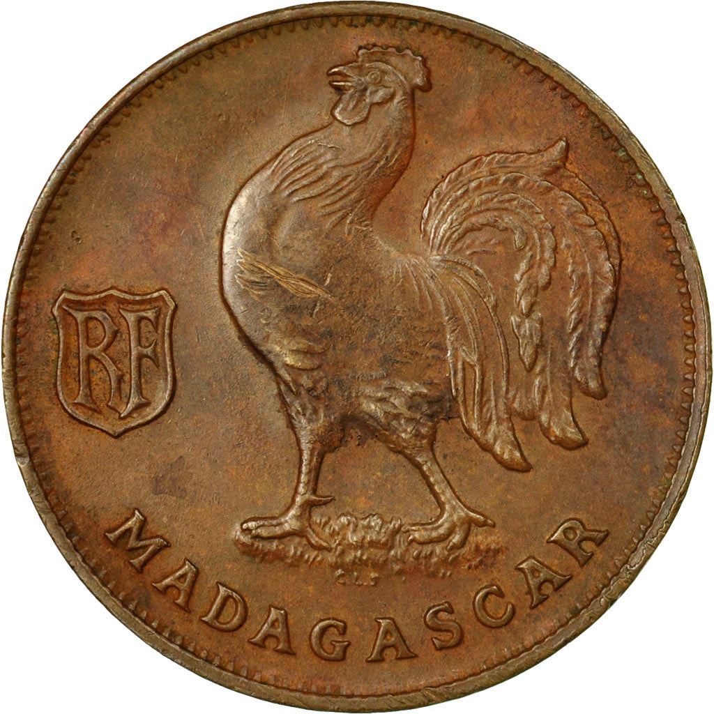 Madagascar | 1 Franc Coin | Rooster | Lorraine Cross | Km:2 | 1943
