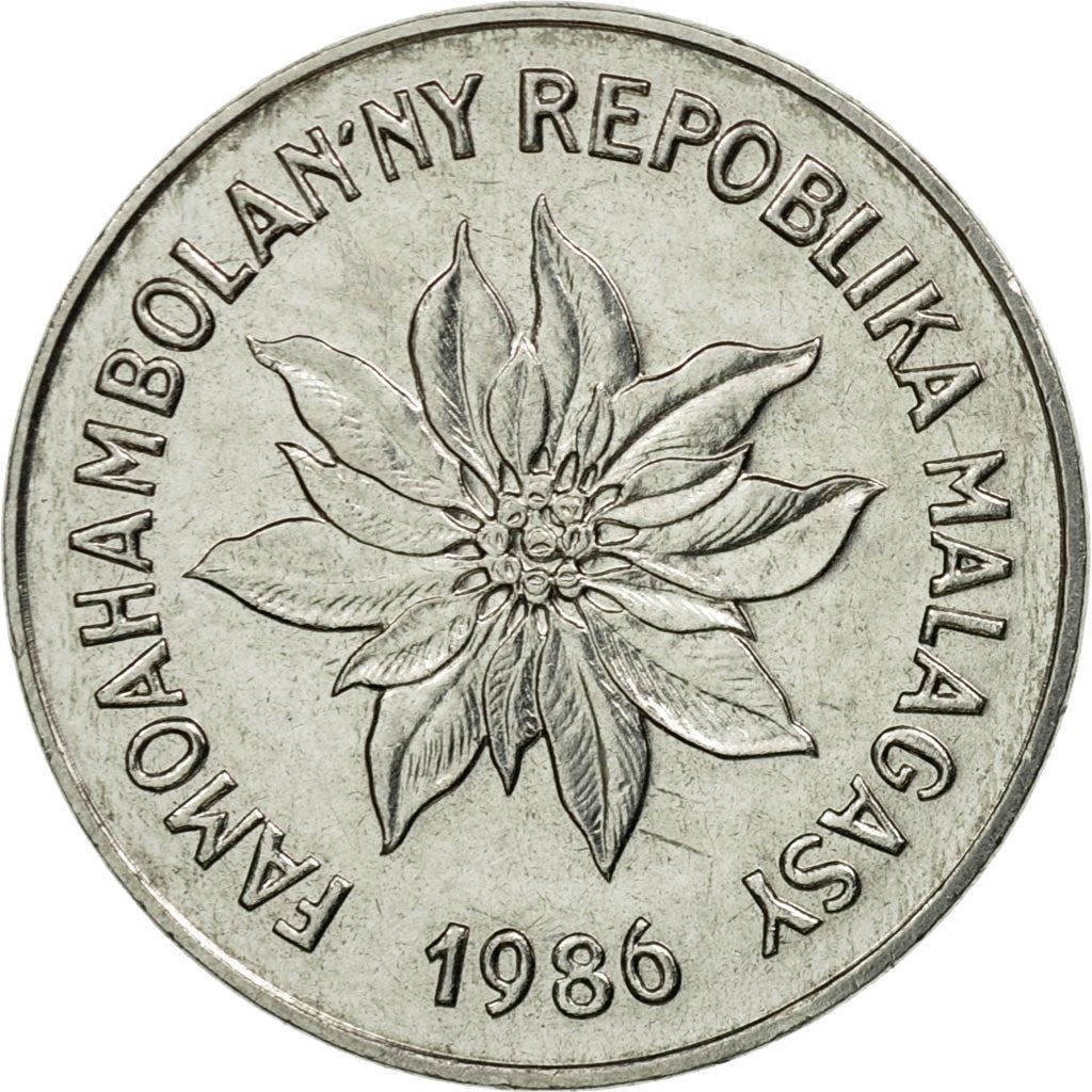Madagascar | 2 Francs Coin | Zebu | Flower | Km:9 | 1965 - 1989