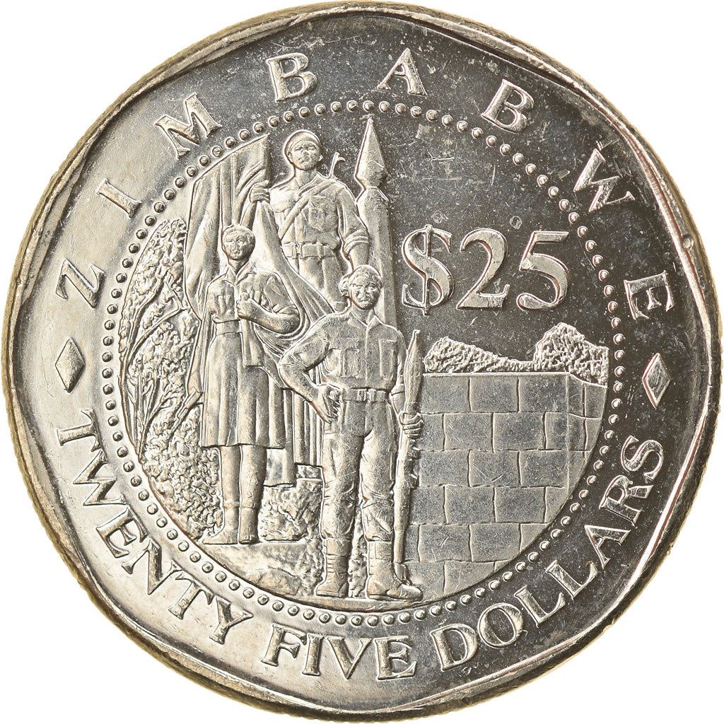Zimbabwe | 25 Dollars Coin | Military Monument | Km:15 | 2003