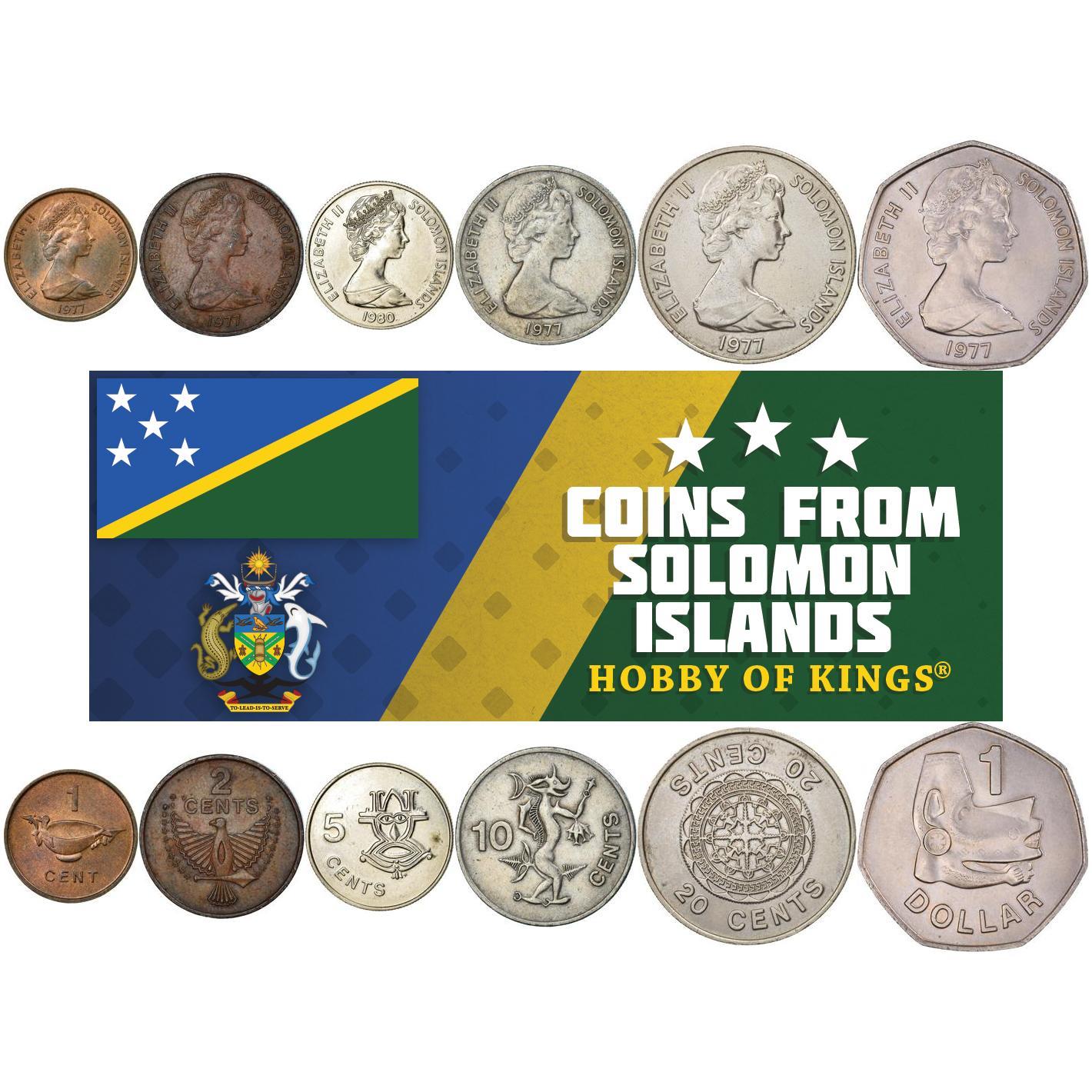 Solomon Islands | 6 Coin Set | 1 Cent 2 5 10 20 Cents 1 Dollar | 1977 - 1985