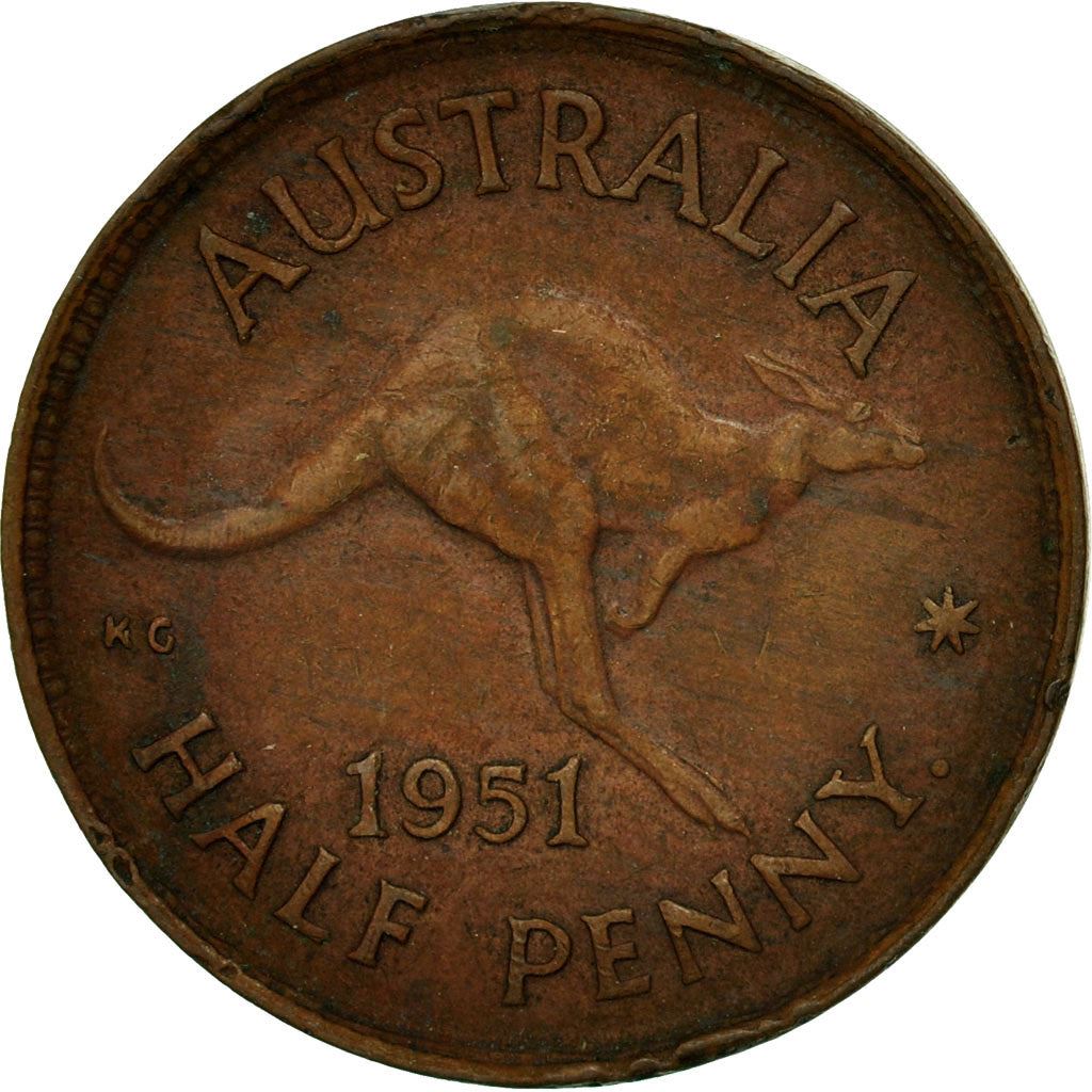 Australia | 1/2 Penny Coin | Kangaroo | Km:42 | 1949 - 1952