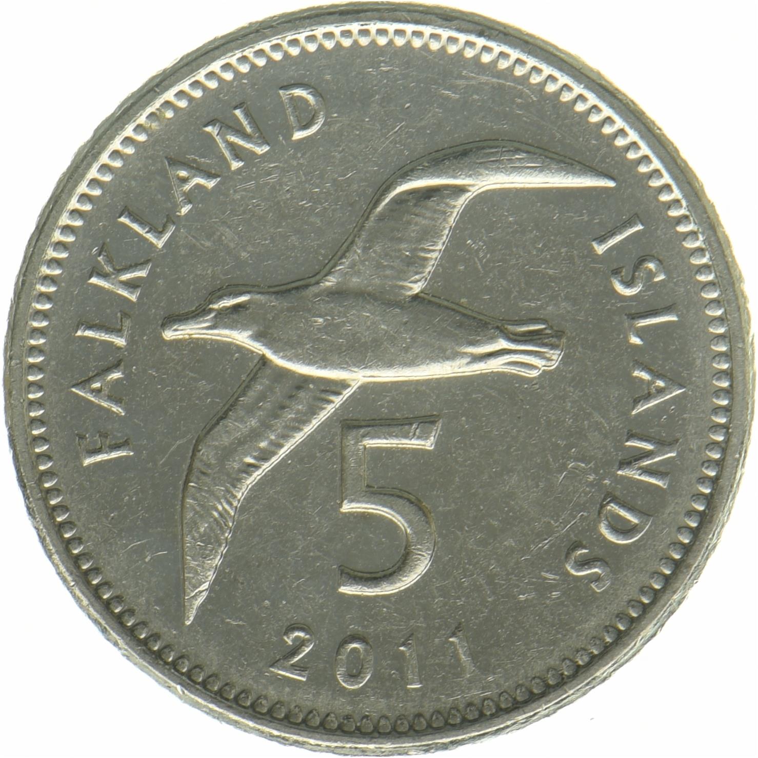 Falkland Islands | 5 Pence Coin | Blackbrowed albatross | 2011