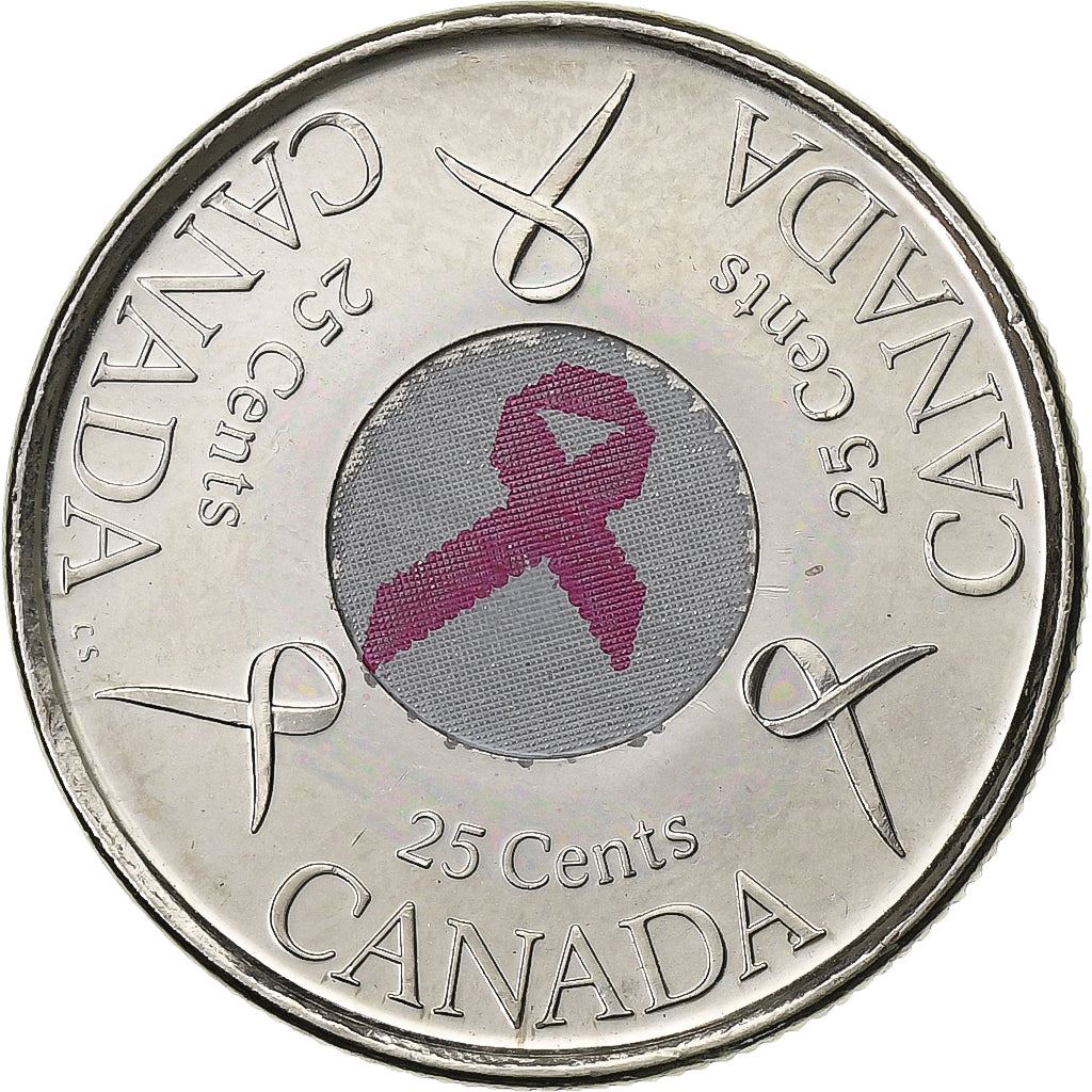 Canada | 25 Cents Coin | Cancer Awareness | Nickel plated steel | KM:635 | 2006