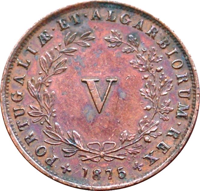 Portugal 5 Reis Coin | King Luiz I | Crown | KM513 | 1867 - 1879