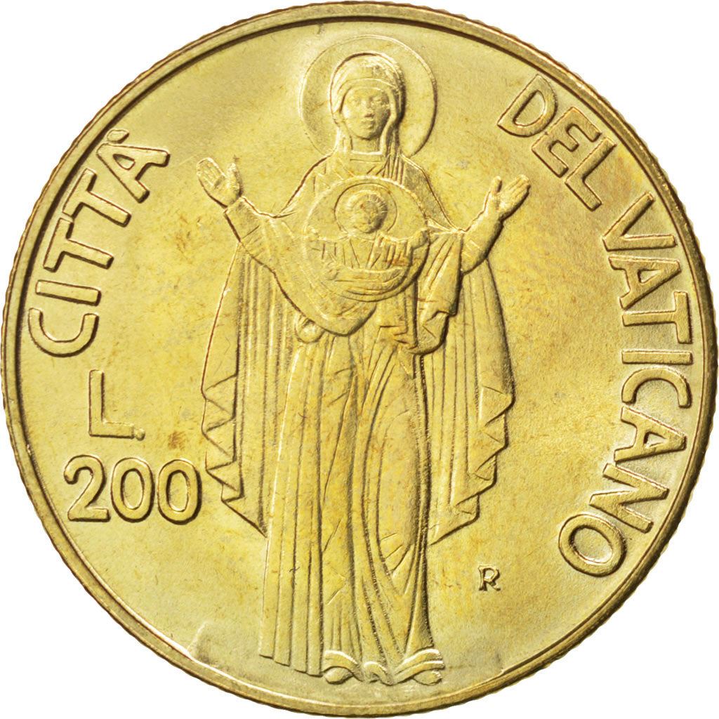 Vatican City | 200 Lire Coin | John Paul II | Km:224 | 1990