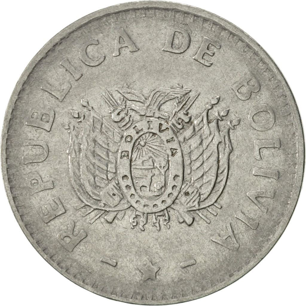Bolivia | 10 Centavos | Stainless steel | Coat of Arms | KM:202 | 1987-1997