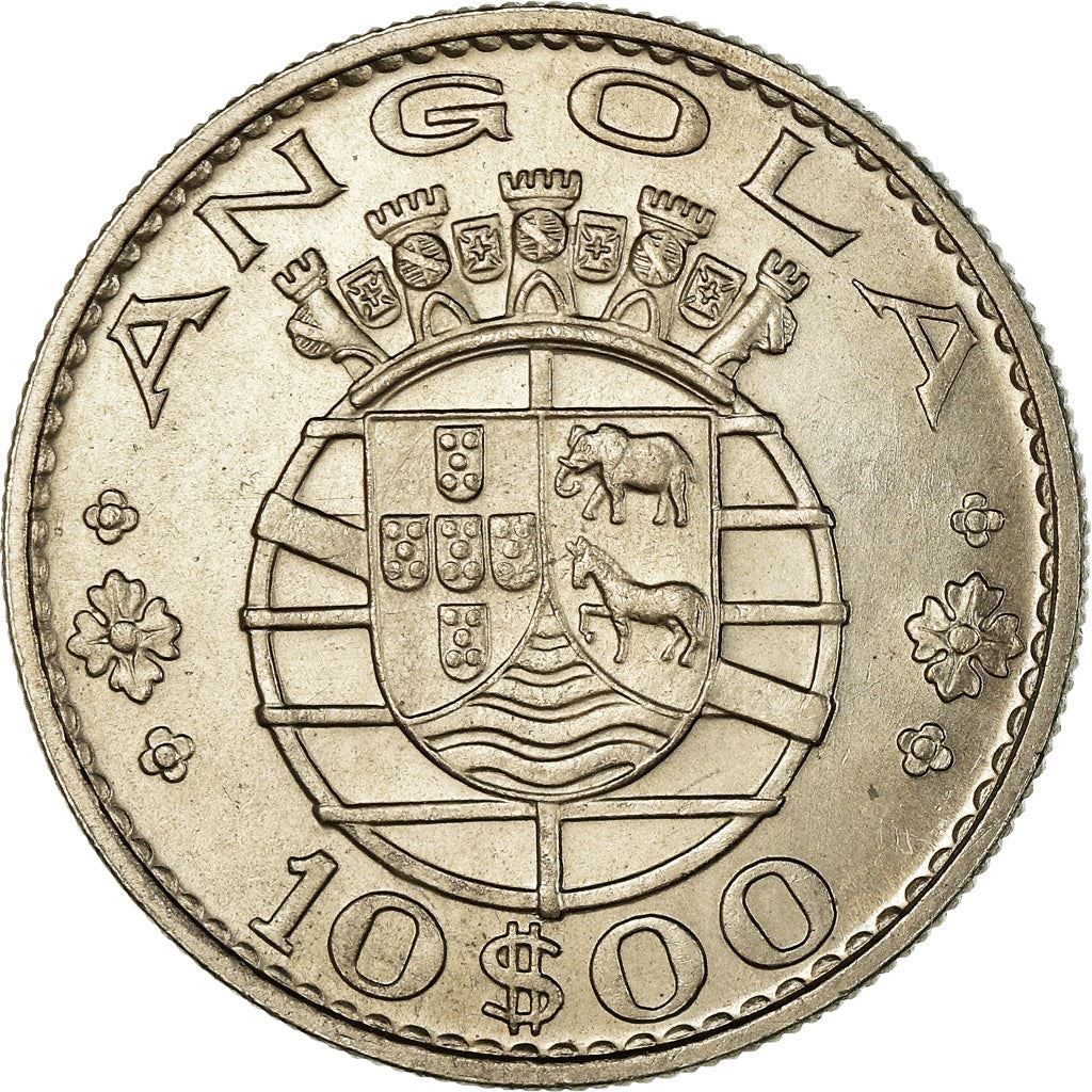 Angola | 10 Escudos Coin | Horse | Elephant | Shield | Km:79 | 1969 - 1970