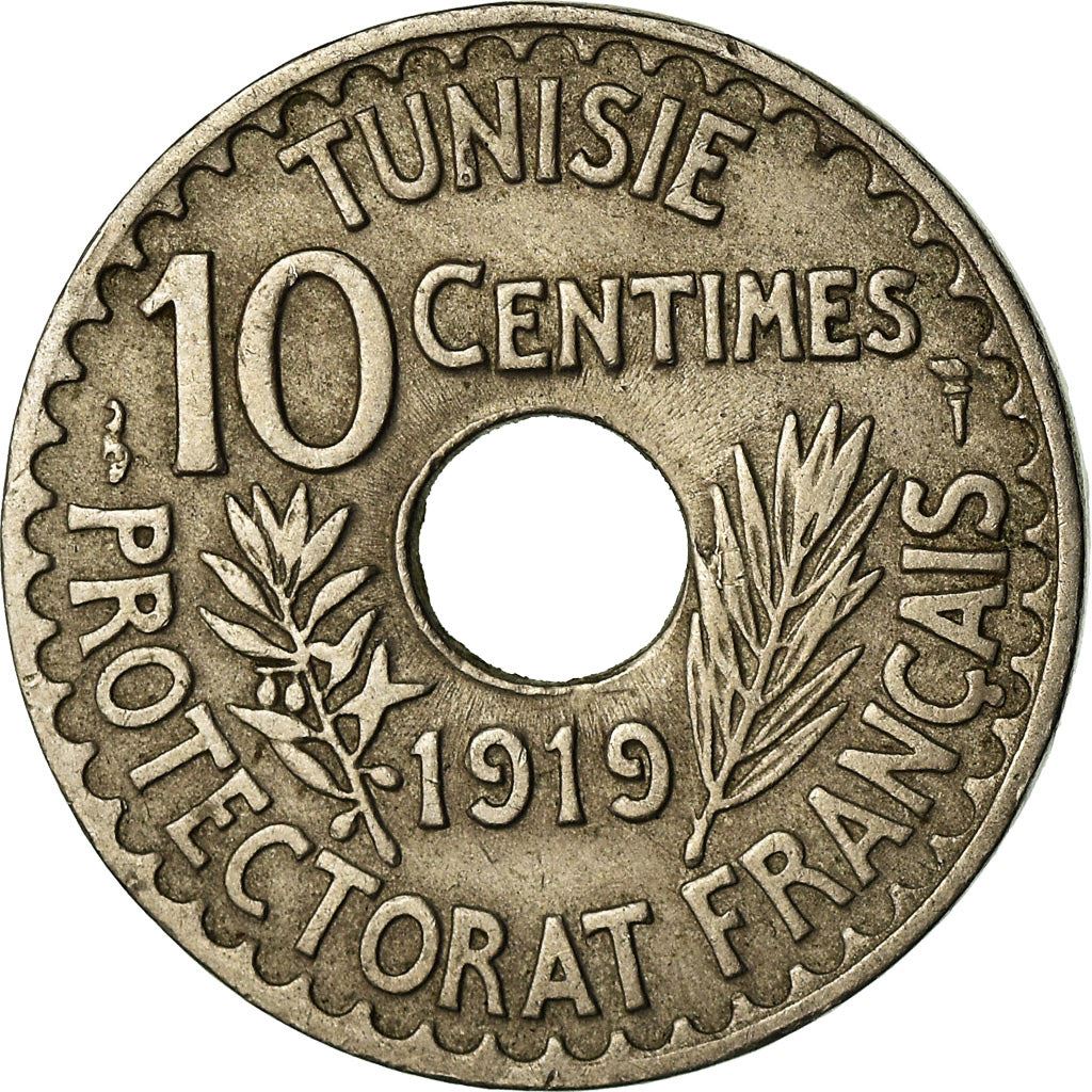 Tunisia 10 Centimes Coin | Muhammad V | KM243 | 1918 - 1920