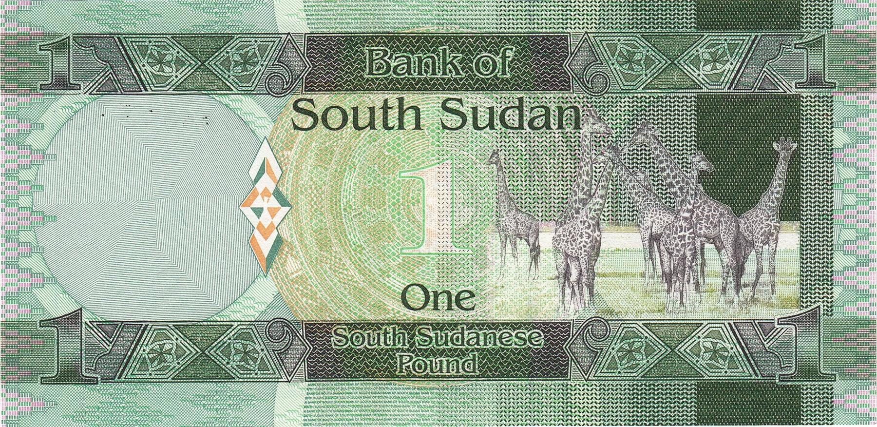 South Sudan | 1 Pound Banknote | 2011 | Dr. John Garang de Mabior | Giraffes