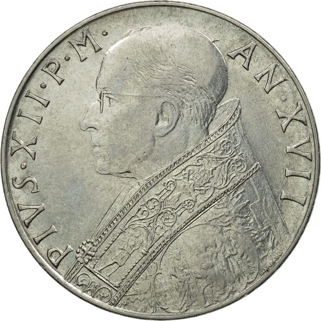 Vatican City | 100 Lire Coin | Pius XII | Km:55 | 1955 - 1958
