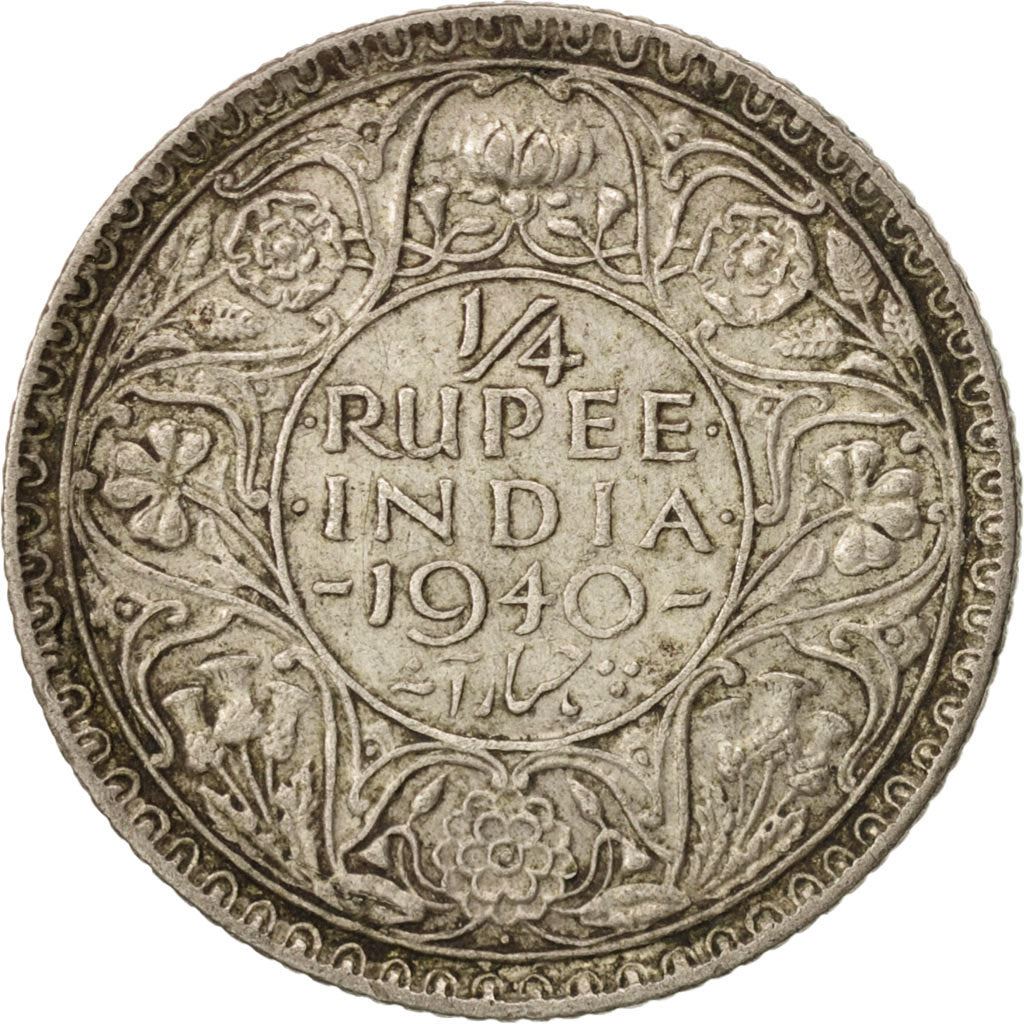 India - British | 1/4 Rupee Coin | King George VI | Km:545 | 1940