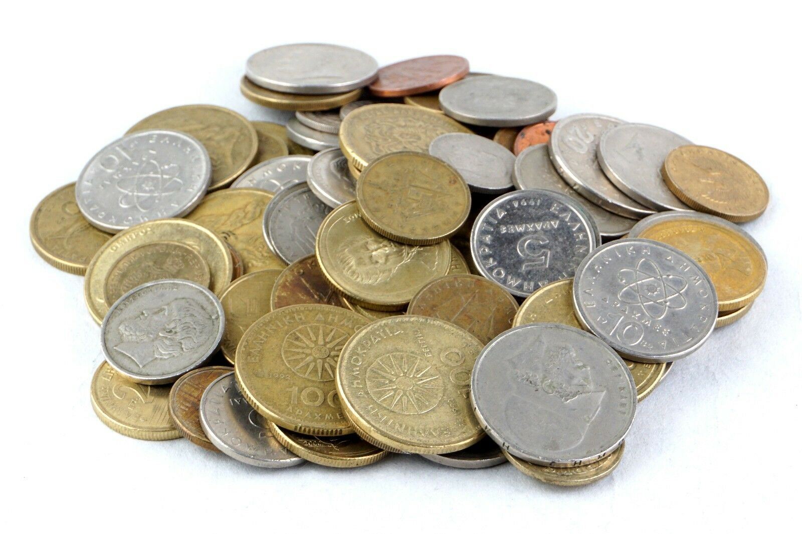 Greek 10 Mixed Coins | Greece | King Paul I | Constantine II | Lepta | Drachmes | 1954 - 2002