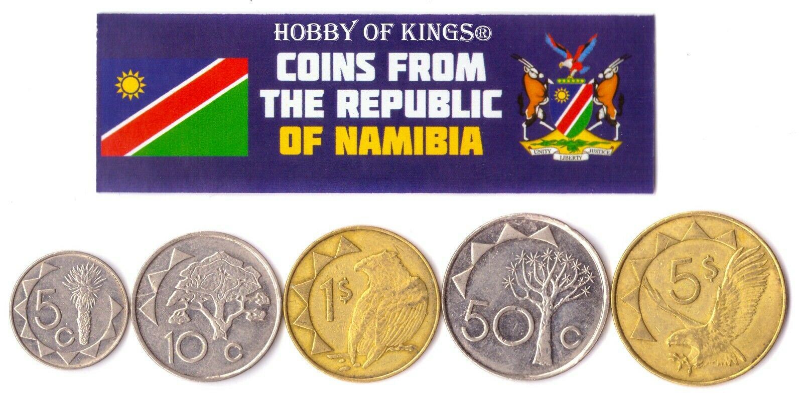 5 Mixed Coins From Namibia | 1993 - 2018