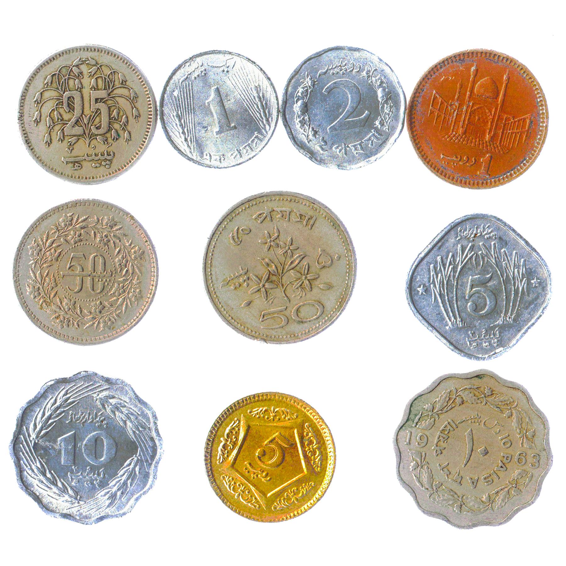 Pakistan 10 Mixed Coins | Crescent Moon | Star | 1961 - 2018