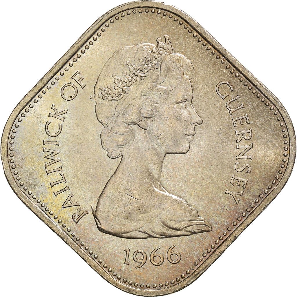 Guernsey 10 Shillings Coin | Queen Elizabeth II | King William I | KM19 | 1966