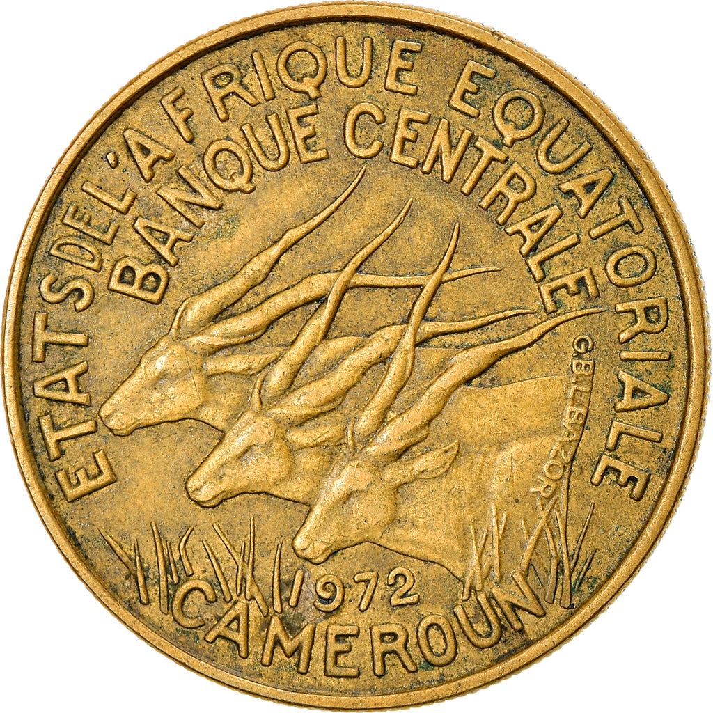 Central African States | 25 Francs Cfa Coin | Antelope | Crops | Km:4A | 1970 - 1972
