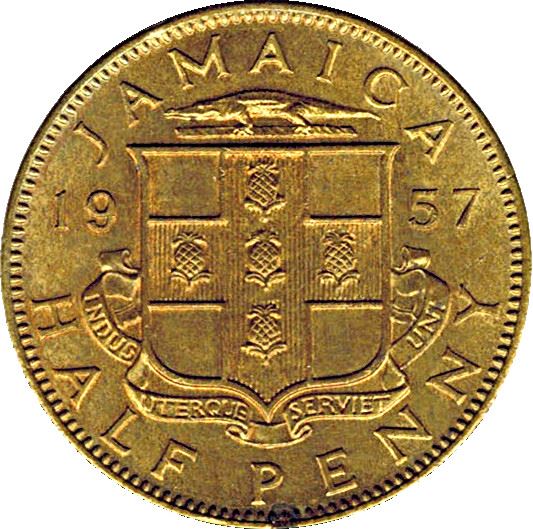 Jamaica Coin | 1/2 Penny Coin | Queen Elizabeth II | KM36 | 1955 - 1963