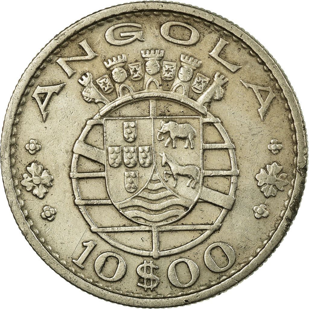 Angola | 10 Escudos Coin | Horse | Elephant | Shield | Km:79 | 1969 - 1970