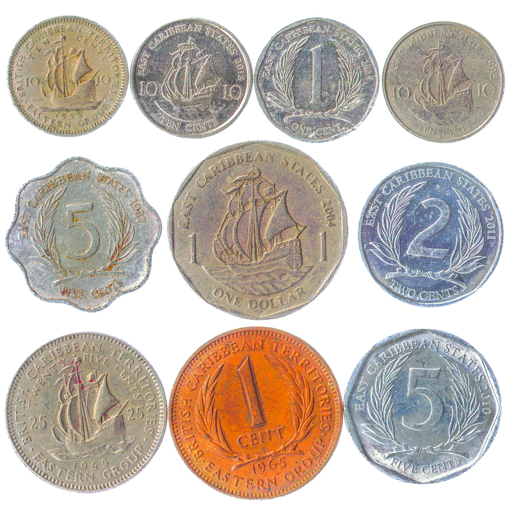 Eastern Caribbean States 10 Mixed Coins | 1955 - 2020