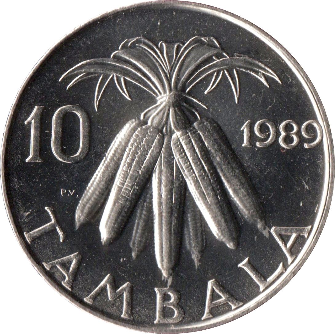 Malawi Coin Malawian 10 Tambala | President Hastings Banda | Corn | KM10.2a | 1989