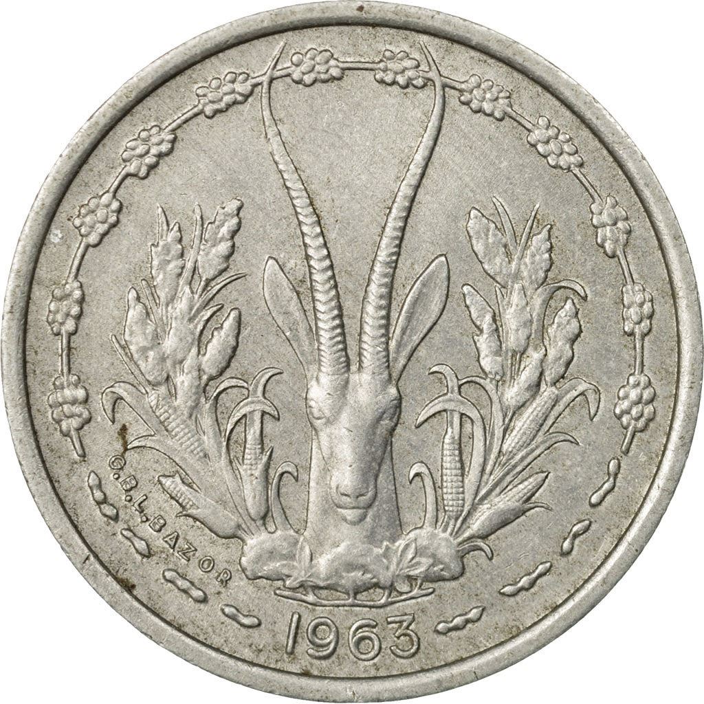 Western African States | 1 Franc Cfa Coin | Emblem of Central Bank | Gazelle | Km:3.2 | 1962 - 1963