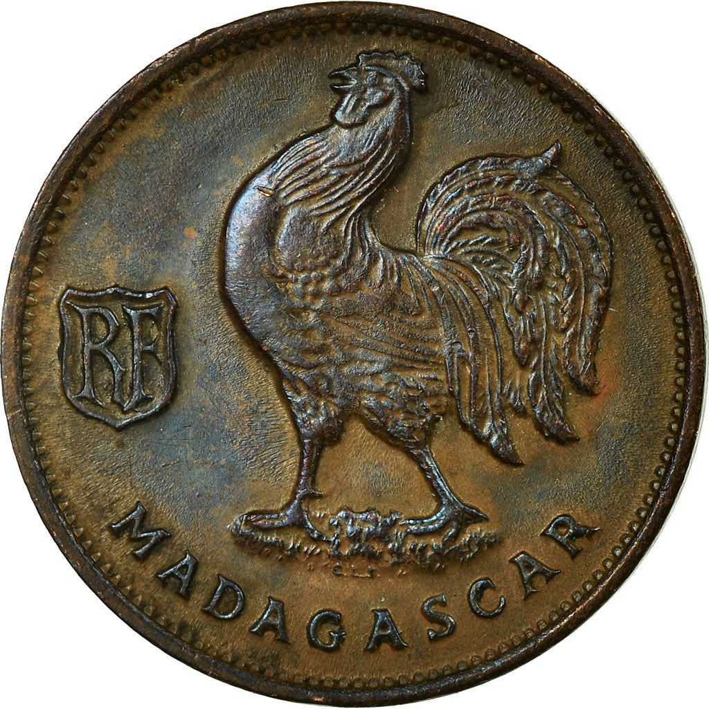 Madagascar | 50 Centimes Coin | Rooster | Lorraine Cross | Km:1 | 1943