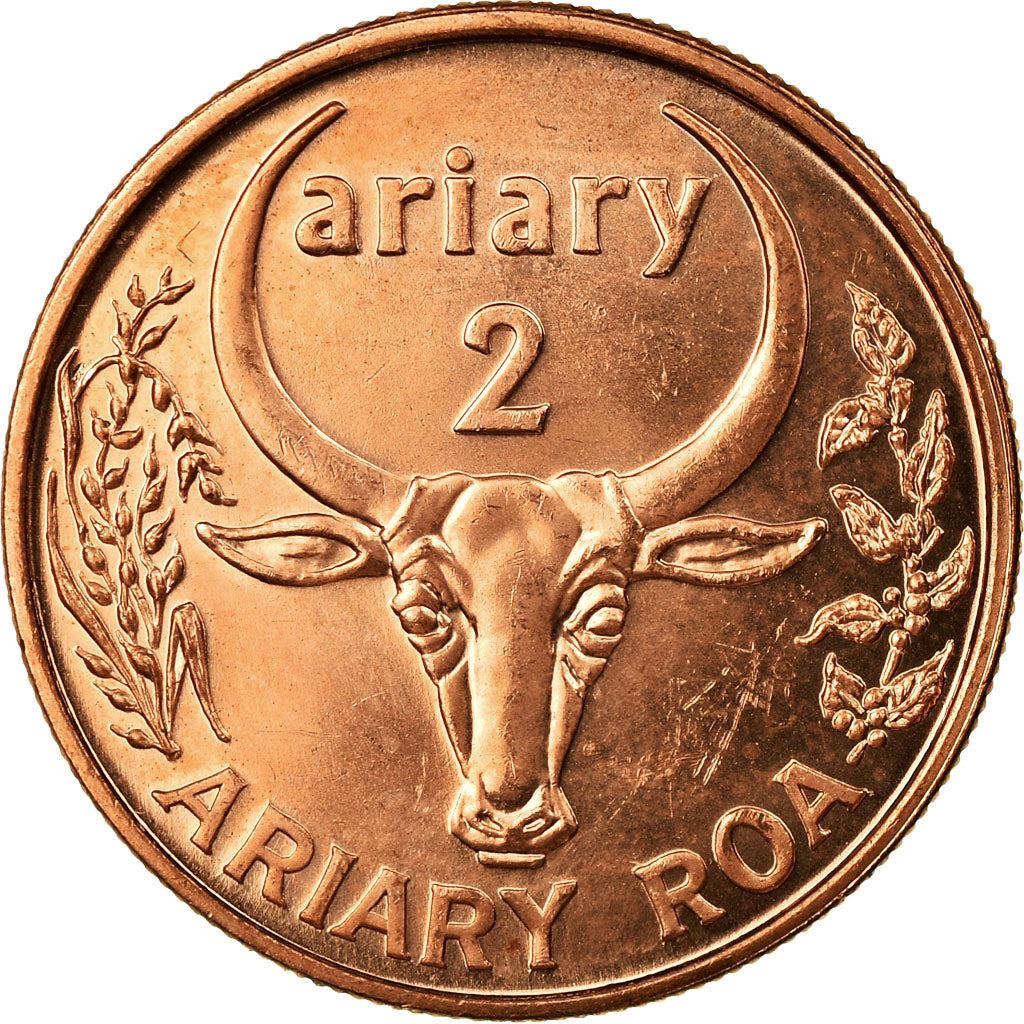 Madagascar | 2 Ariary Coin | Vanilla | Zebu | Km:30 | 2003