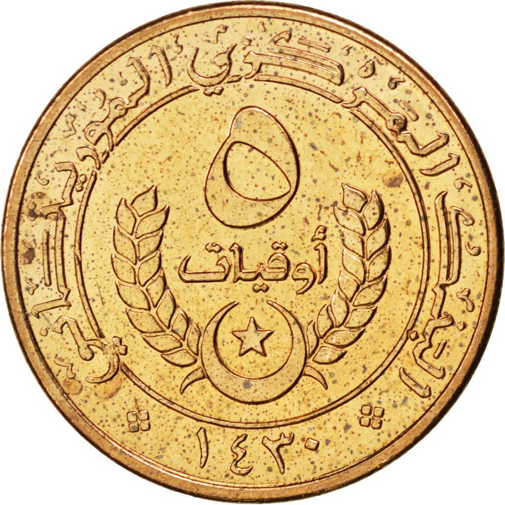 Mauritania | 5 Ouguiya Coin | Coat of Arms | Km:3A | 2009 - 2012