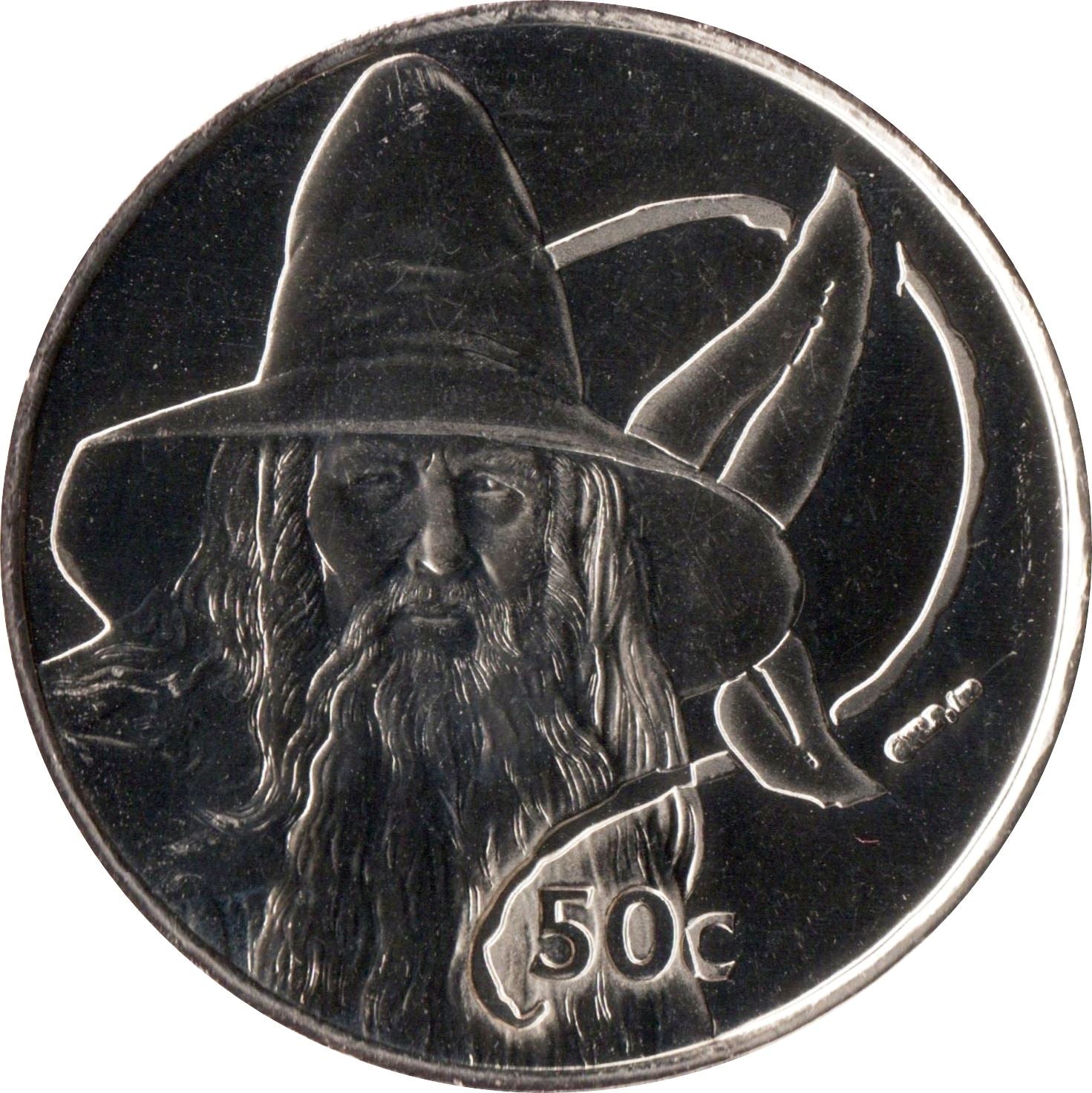 New Zealand Coin New Zealander 50 Cents Coin | Queen Elizabeth II | Gandalf | Lord Of The Rings | KM136 | 2003