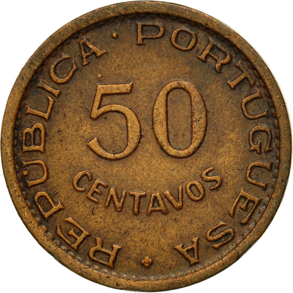 Angola | 50 Centavos Coin | Horse | Elephant | Shield | Km:75 | 1953 - 1961