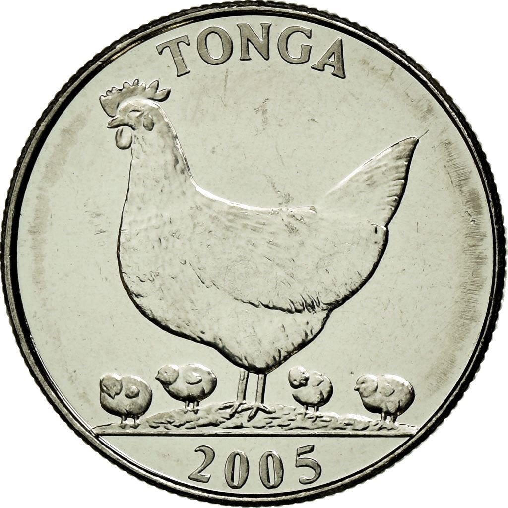 Tonga | 5 Seniti Münze | Henne | Huhn | Kokosnuss | FAO | Km:68A | 2002 - 2005