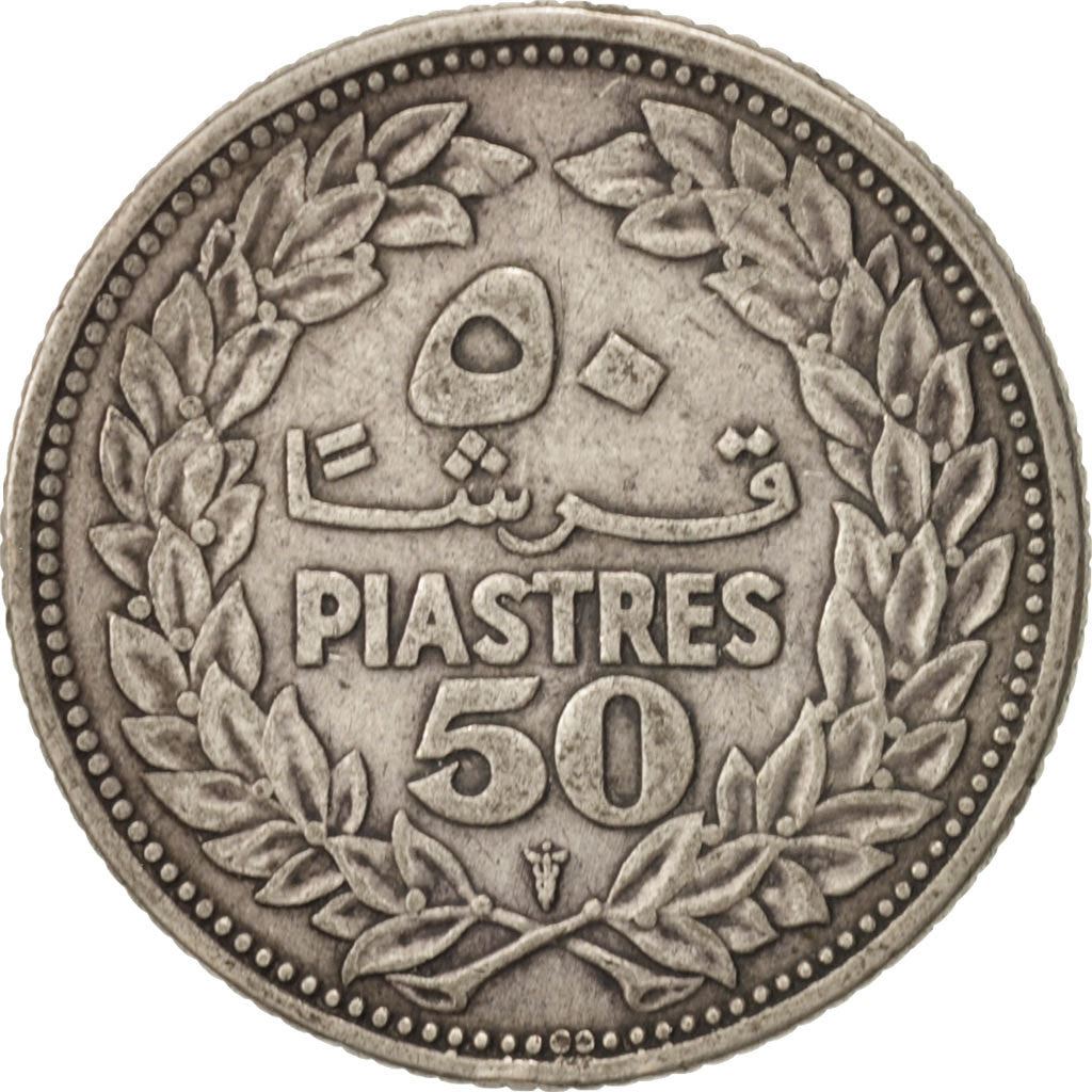 Lebanon | 50 Qirsha / Piastres Coin | Cedar tree | Km:17 | 1952