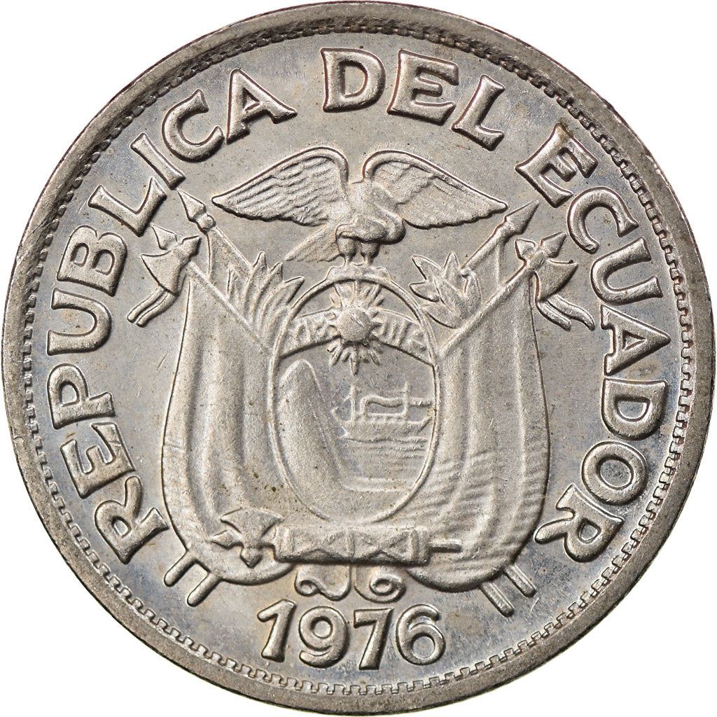 Ecuador | 10 Centavos Coin | Copper-nickel clad steel | Coat of Arms | KM:76d | 1976