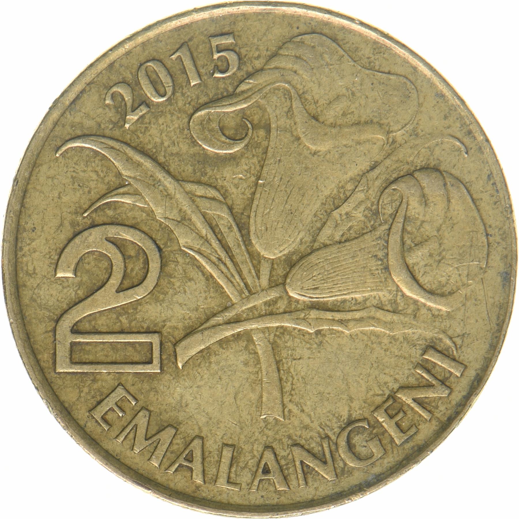 Kingdom of Swaziland | 2 Emalangeni Coin | King Mswati III | Lilies | KM:67 | 2015