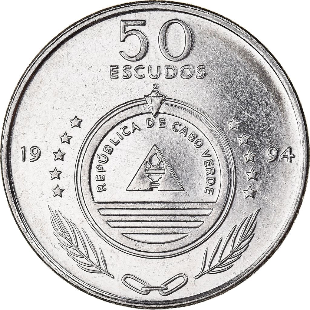 Cape Verde 50 Escudos Coin | Macelina Flowers | KM44 | 1994