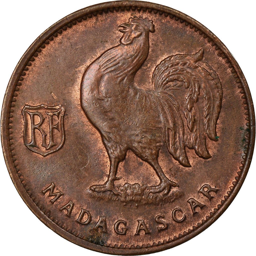 Madagascar | 50 Centimes Coin | Rooster | Lorraine Cross | Km:1 | 1943