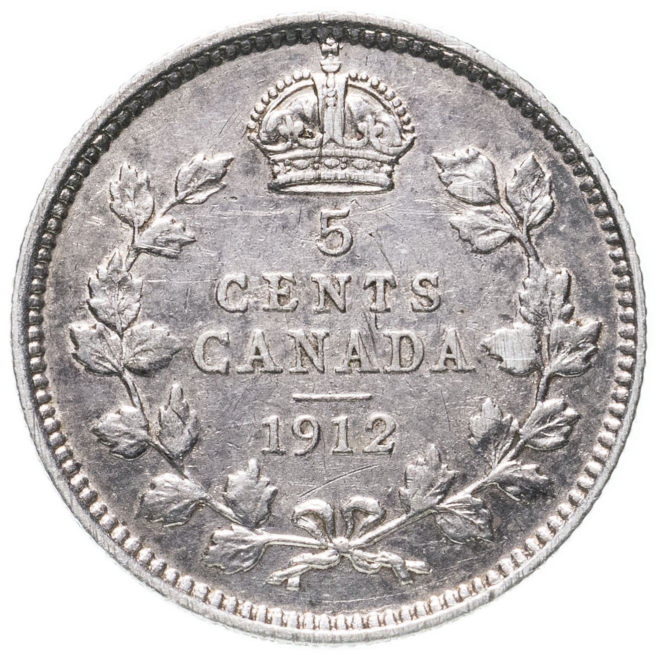 Canada 5 Cents Coin | King George V | Crown | KM22 | 1912 - 1919