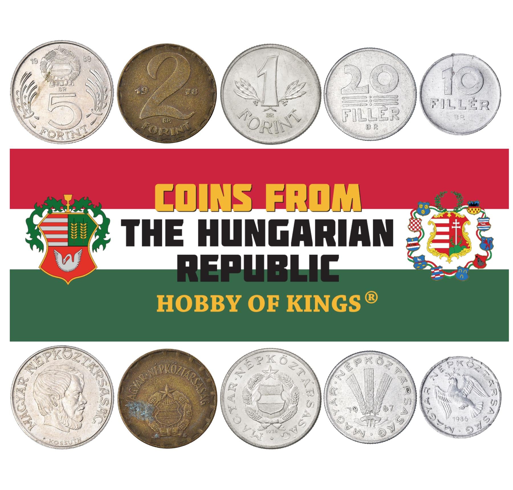 5 Mixed Coins From Hungary | Filler - Forint | 1946 - 2023