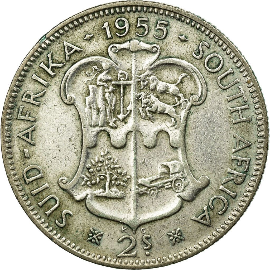 South Africa | 2 Shillings Coin | Elizabeth II | South African Shield | Km:50 | 1953 - 1960