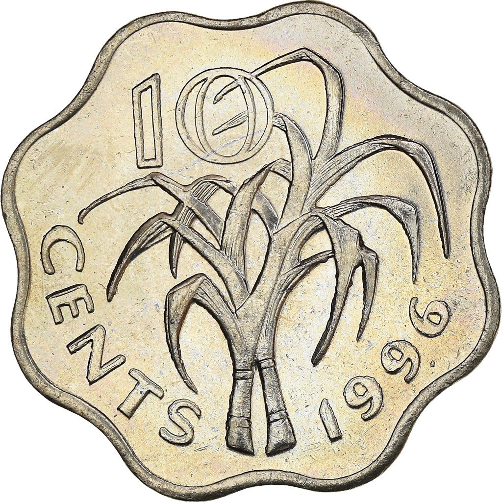 Eswatini 10 Cents Coin | King Mswati III | Sugar Cane | KM49 | 1995 - 2009