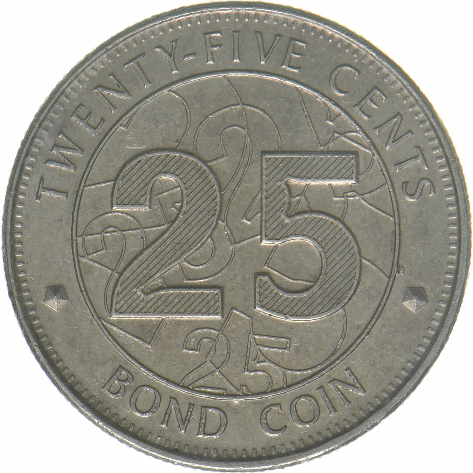Zimbabwe | 25 Cents Coin | Bond Coin | KM:19 | 2014