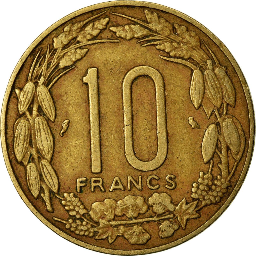 Central African States | 10 Francs Cfa Coin | Antelope | Crops | Km:2A | 1965 - 1972