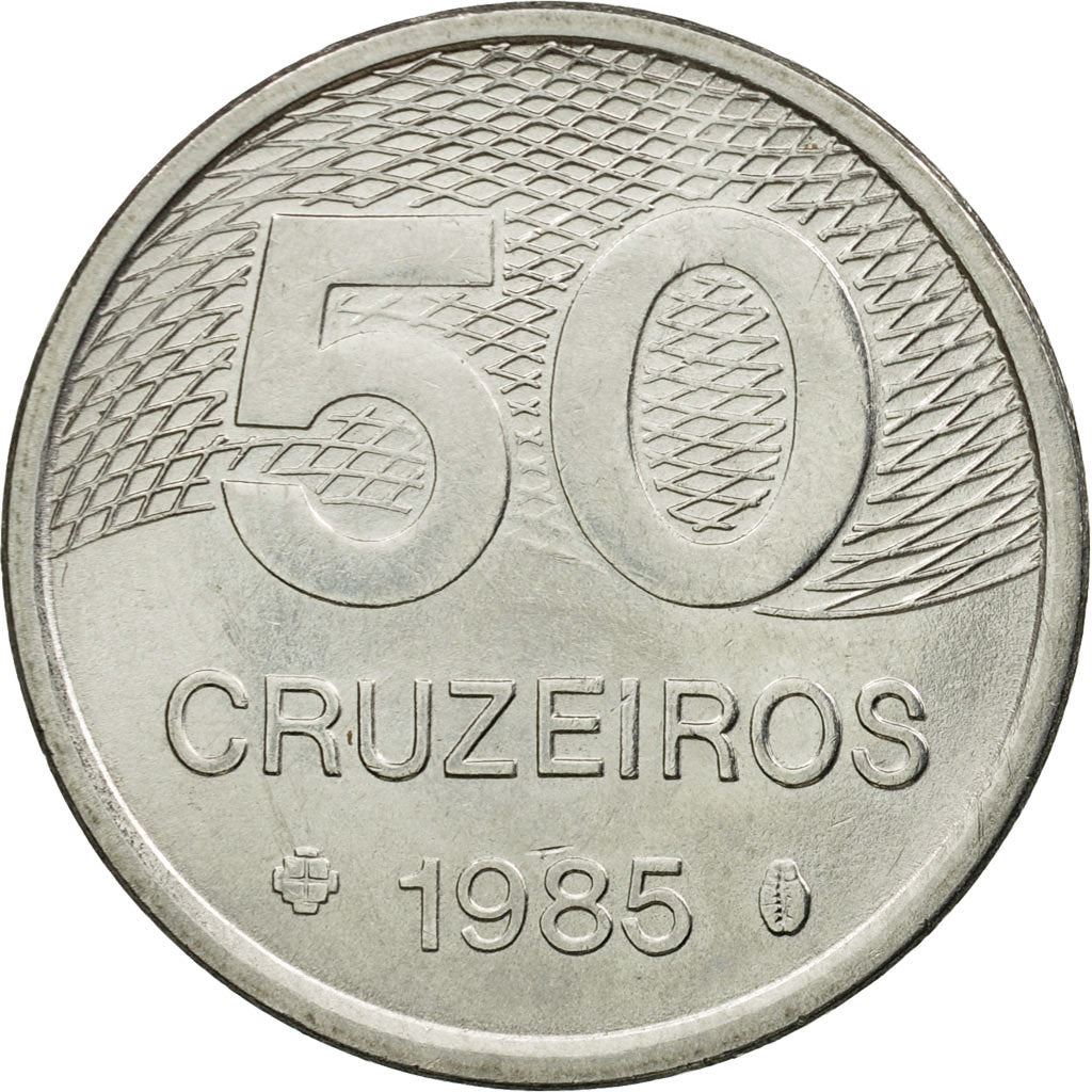 Brazil | 50 Cruzeiros Coin | Map of Brasilia | Km:594 | 1985 - 1986