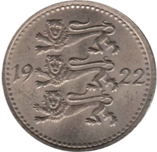 Estonia 3 Marka Coin | Lions | KM2 | 1922