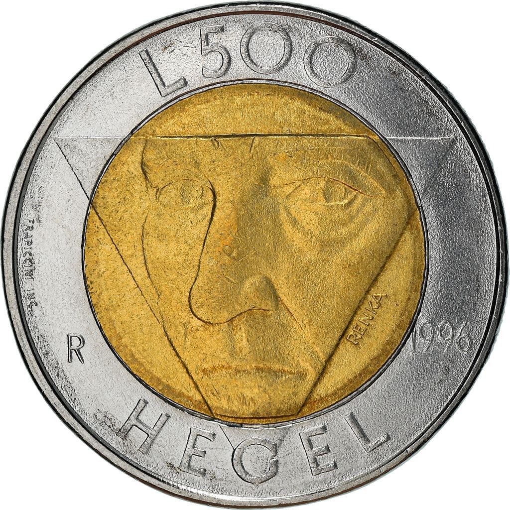 San Marino | 500 Lire Coin | Friedrich Hegel | Km:357 | 1996