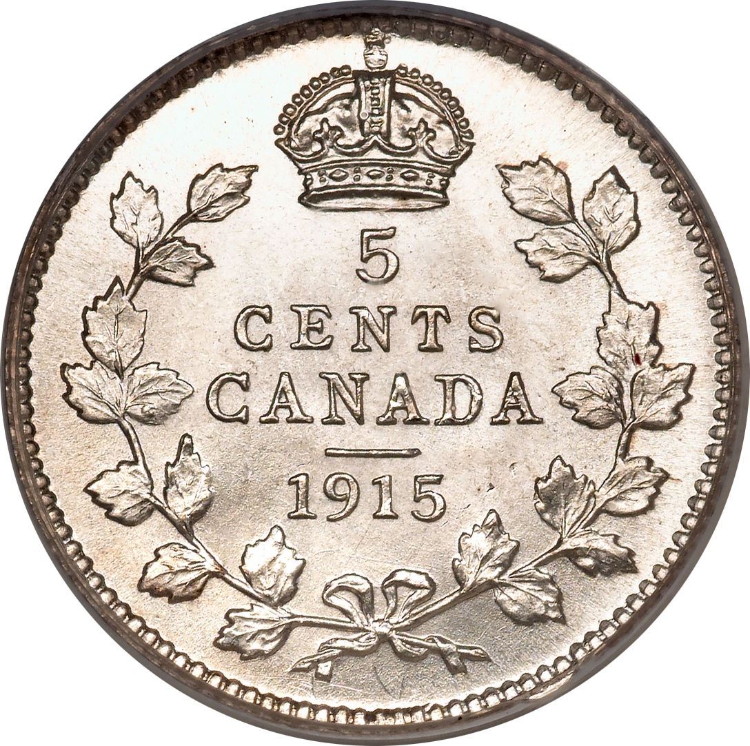 Canada 5 Cents Coin | King George V | Crown | KM22 | 1912 - 1919