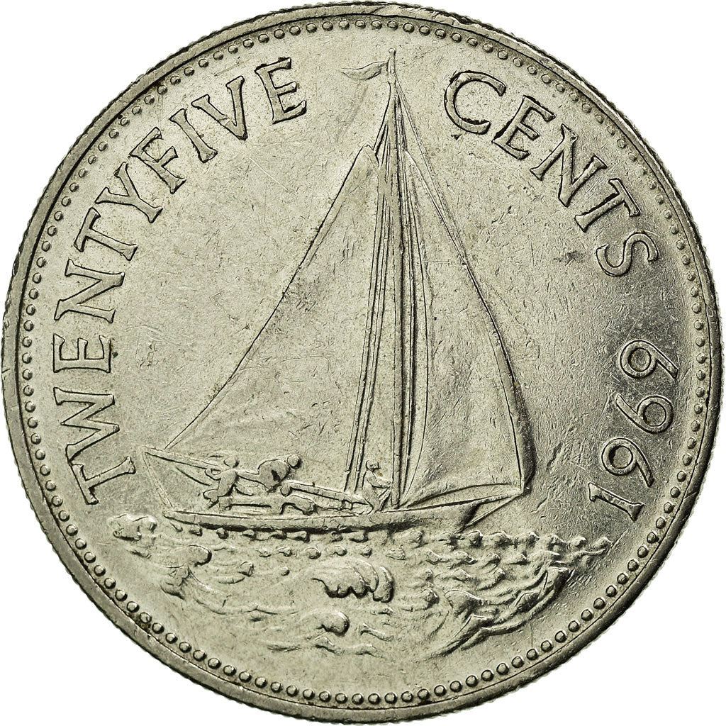 The Bahamas | 25 Cents Coin | Sailboat | Km:6 | 1966 - 1970