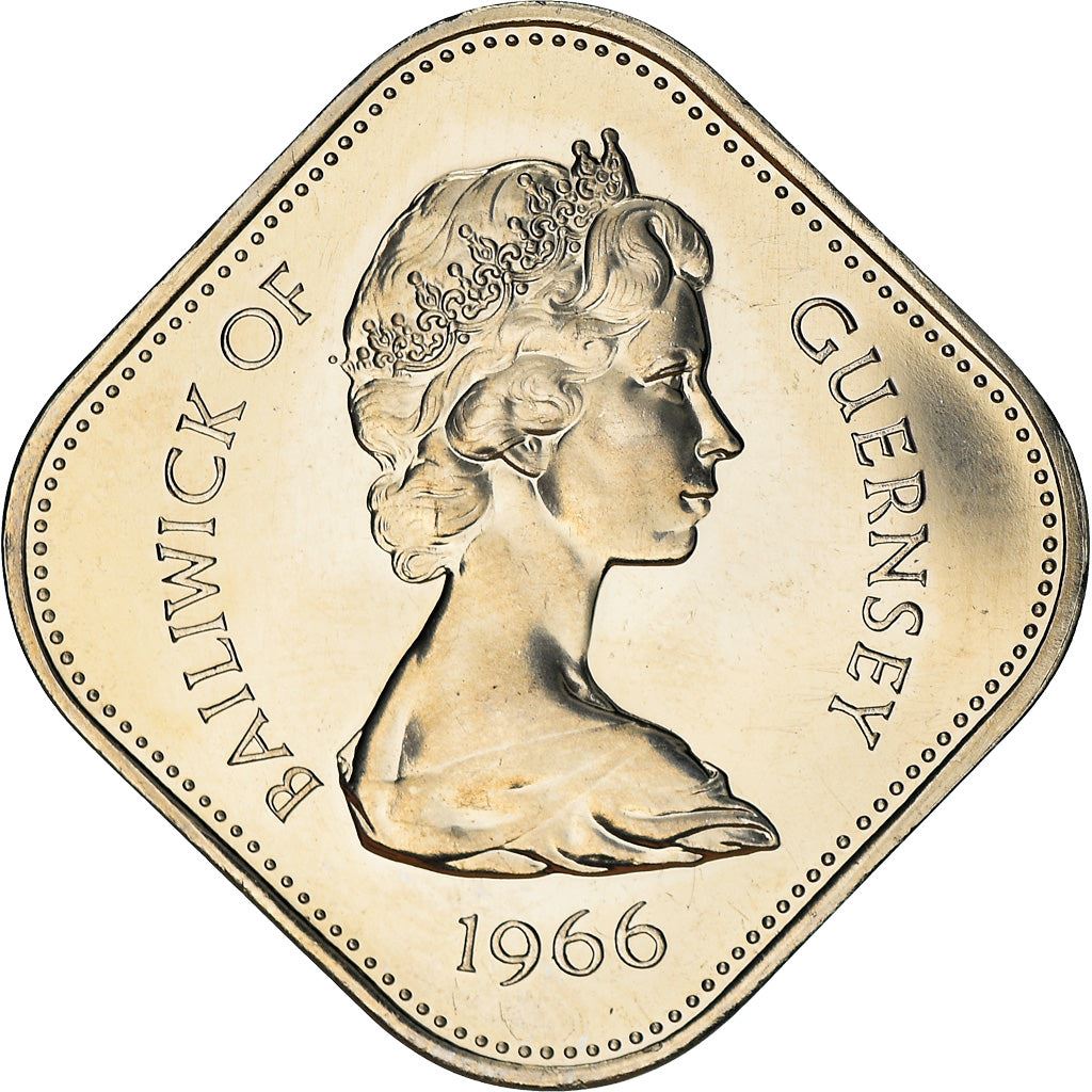 Guernsey 10 Shillings Coin | Queen Elizabeth II | King William I | KM19 | 1966